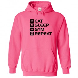 Eat Sleep Gym Repeat Kids and Adults Novelty Fashion Hoodie for Fitness Enthusiasts